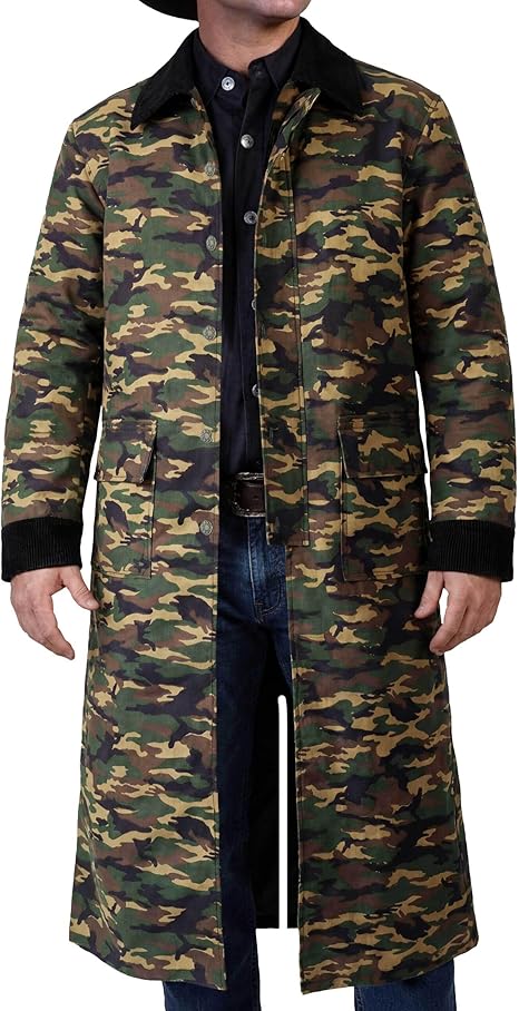 Mens Duster Coat Full Length – Old Cowboy Western Style Long Leather Trench Coat Men